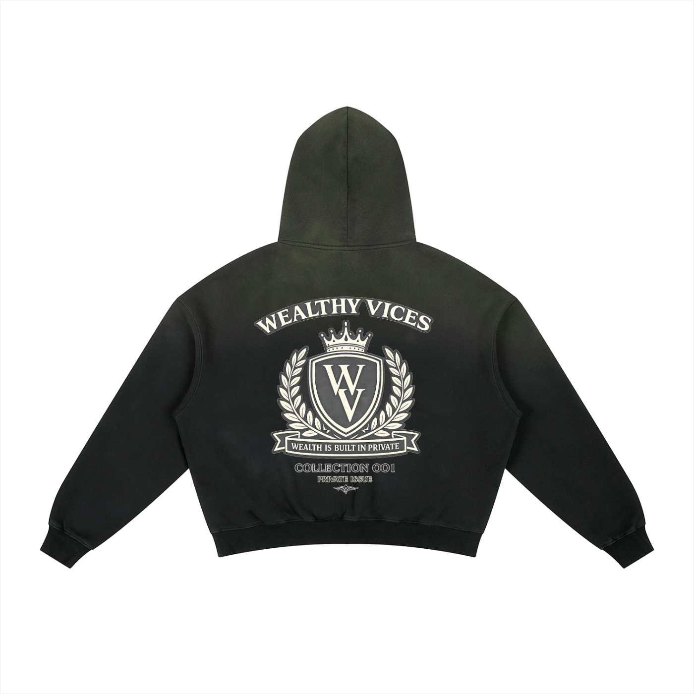 WEALTHY VICES FRAYED SUNFADE BOXY HEAVYWEIGHT HOODIE