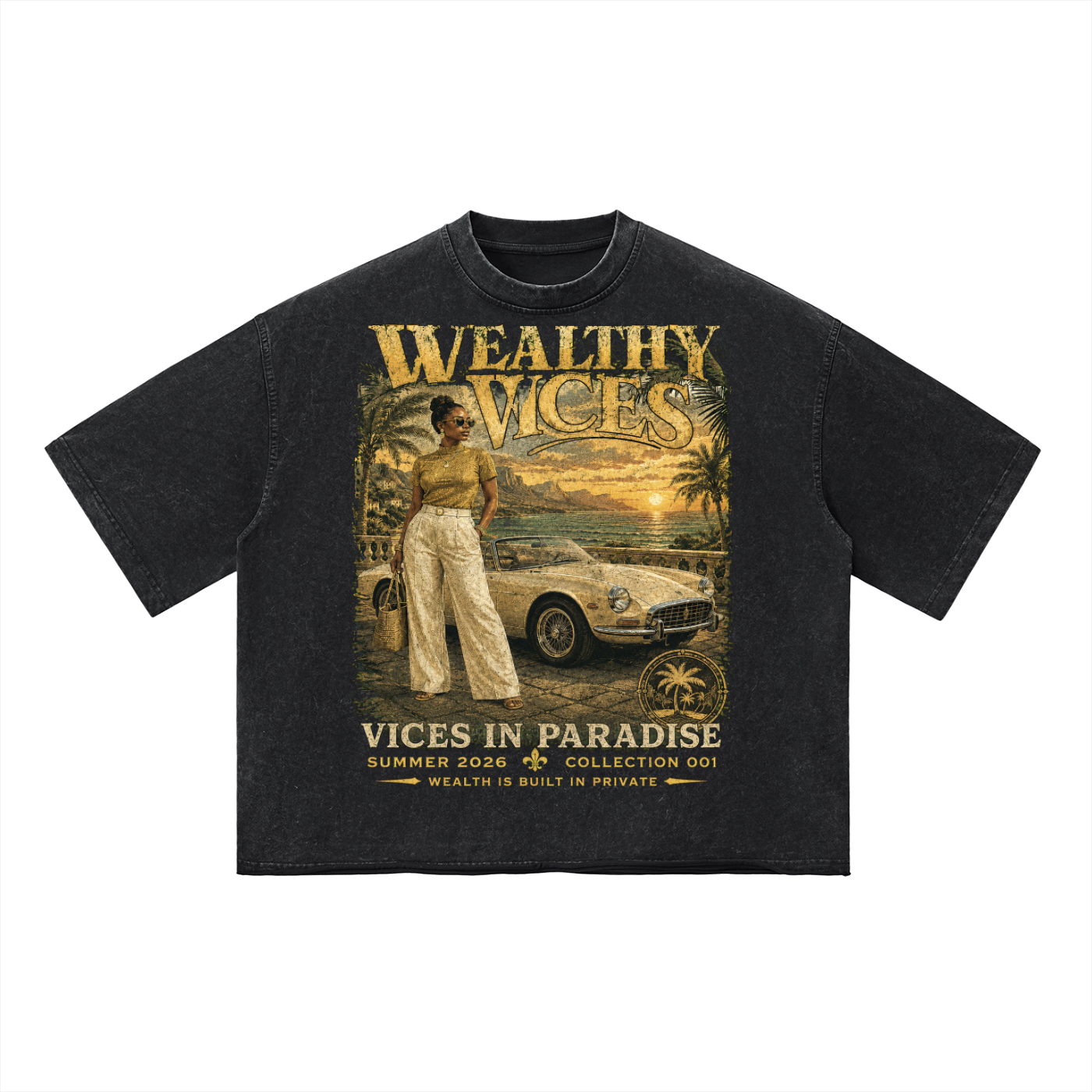 WEALTHY VICES "VICES IN PARADISE" VINTAGE WASH BOXY TEE