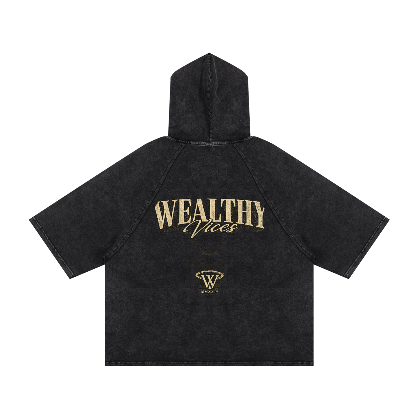 WEALTHY VICES SNOW WASHED BOXY HOODED TEE