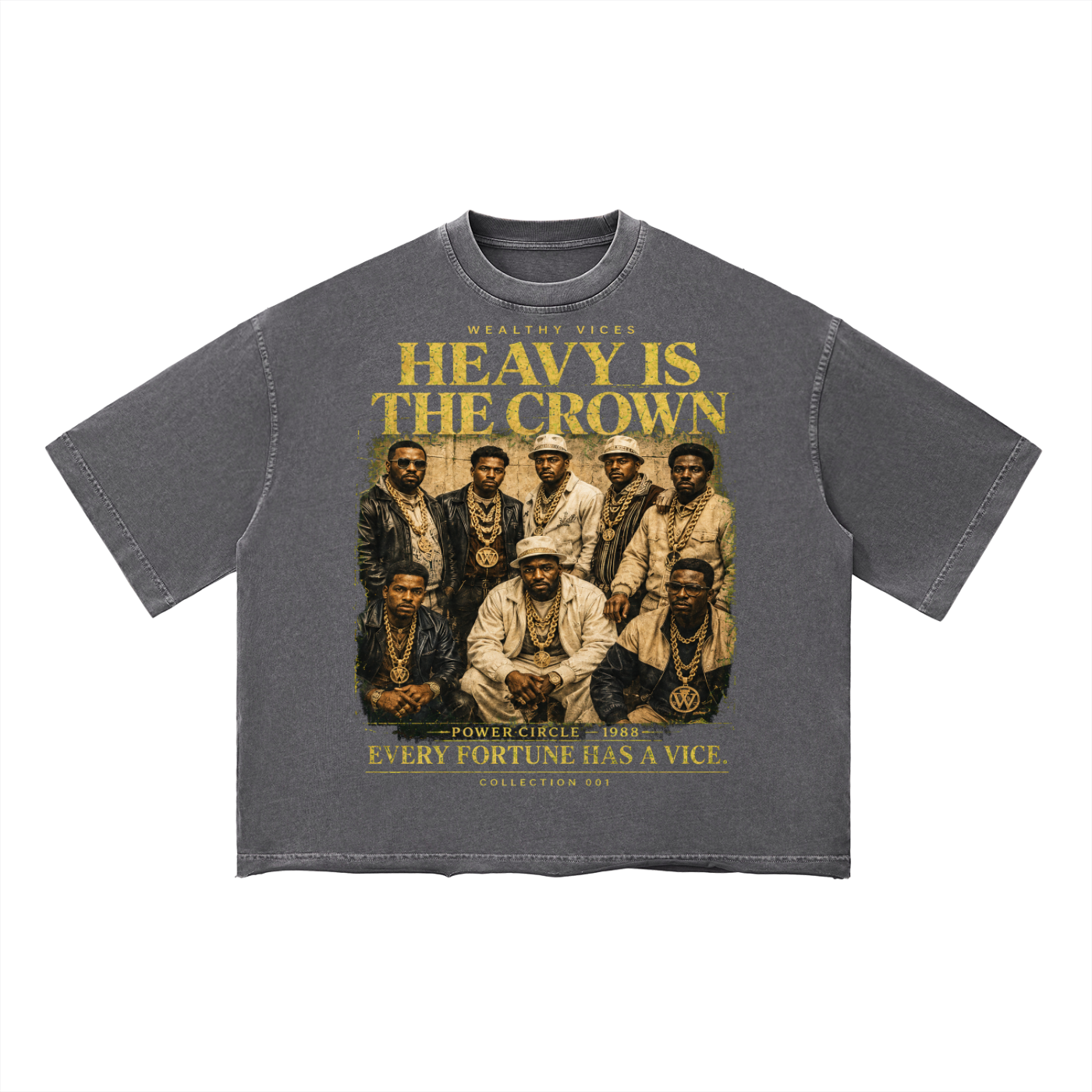 WEALTHY VICES "HEAVY IS THE CROWN" VINTAGE WASH BOXY TEE