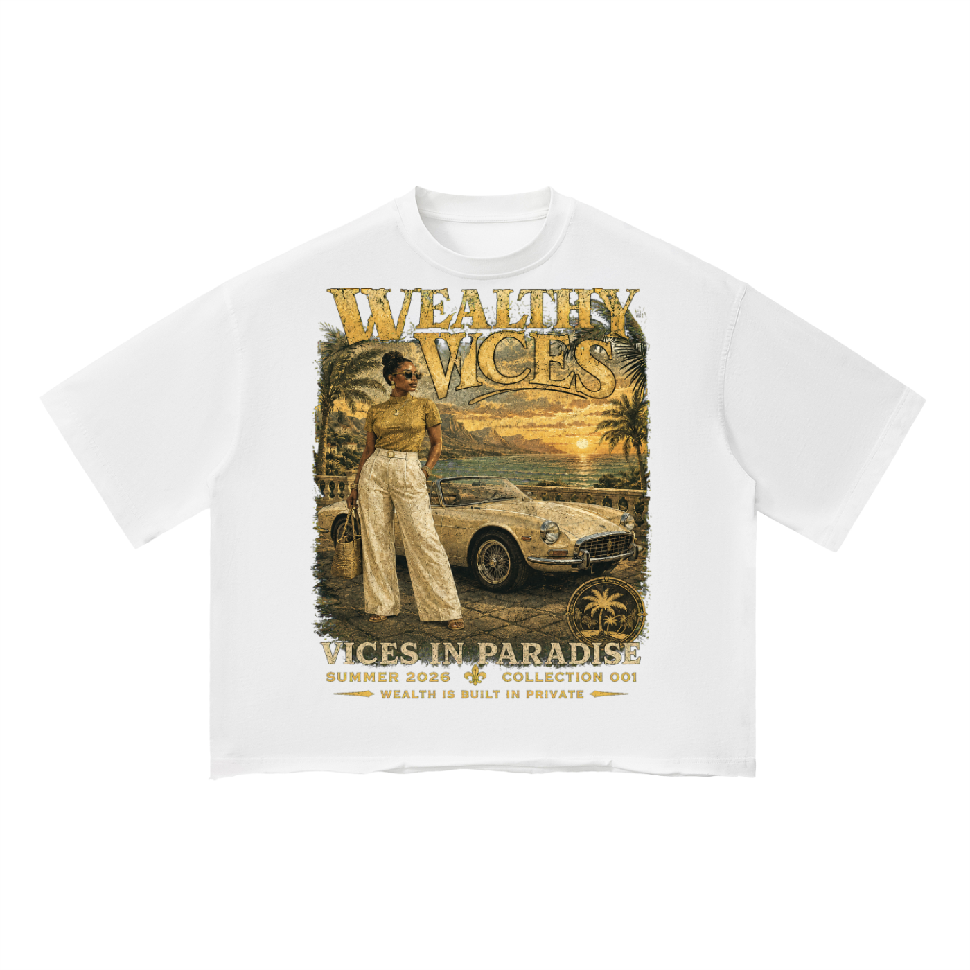 WEALTHY VICES "VICES IN PARADISE" VINTAGE WASH BOXY TEE