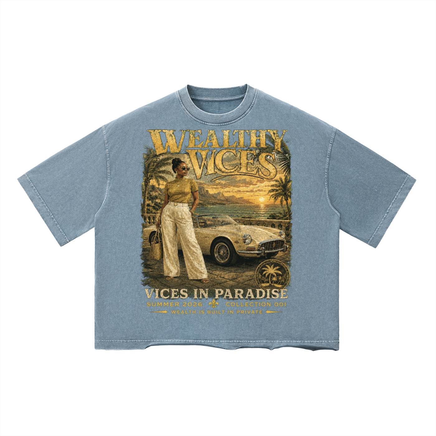 WEALTHY VICES "VICES IN PARADISE" VINTAGE WASH BOXY TEE