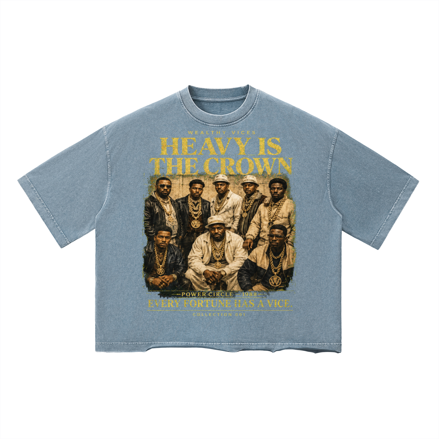 WEALTHY VICES "HEAVY IS THE CROWN" VINTAGE WASH BOXY TEE