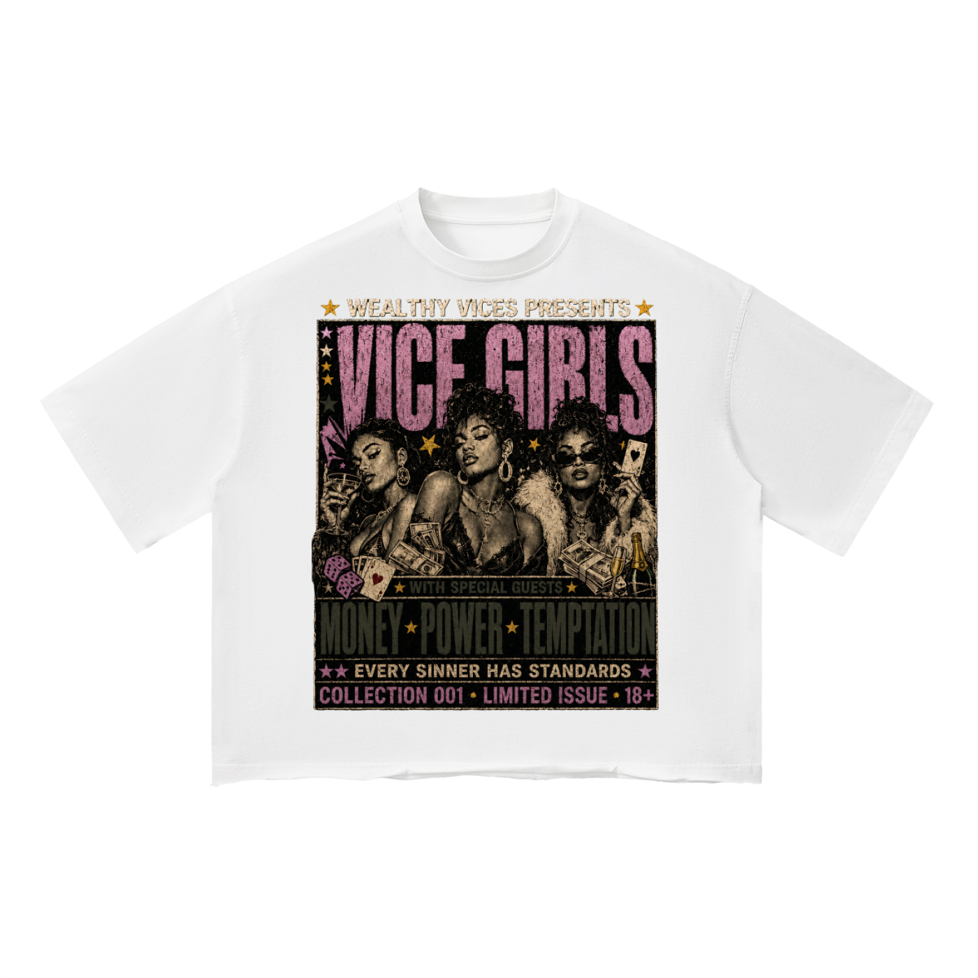 WEALTHY VICES "VICE GIRLS" VINTAGE WASH BOXY TEE