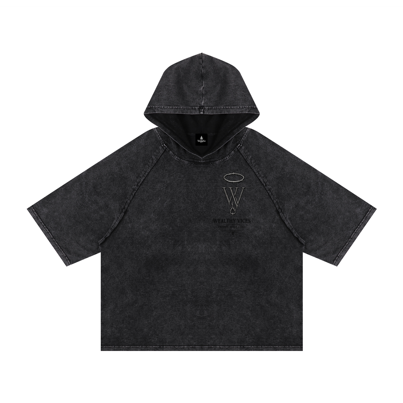 WEALTHY VICES SNOW WASHED BOXY HOODED TEE