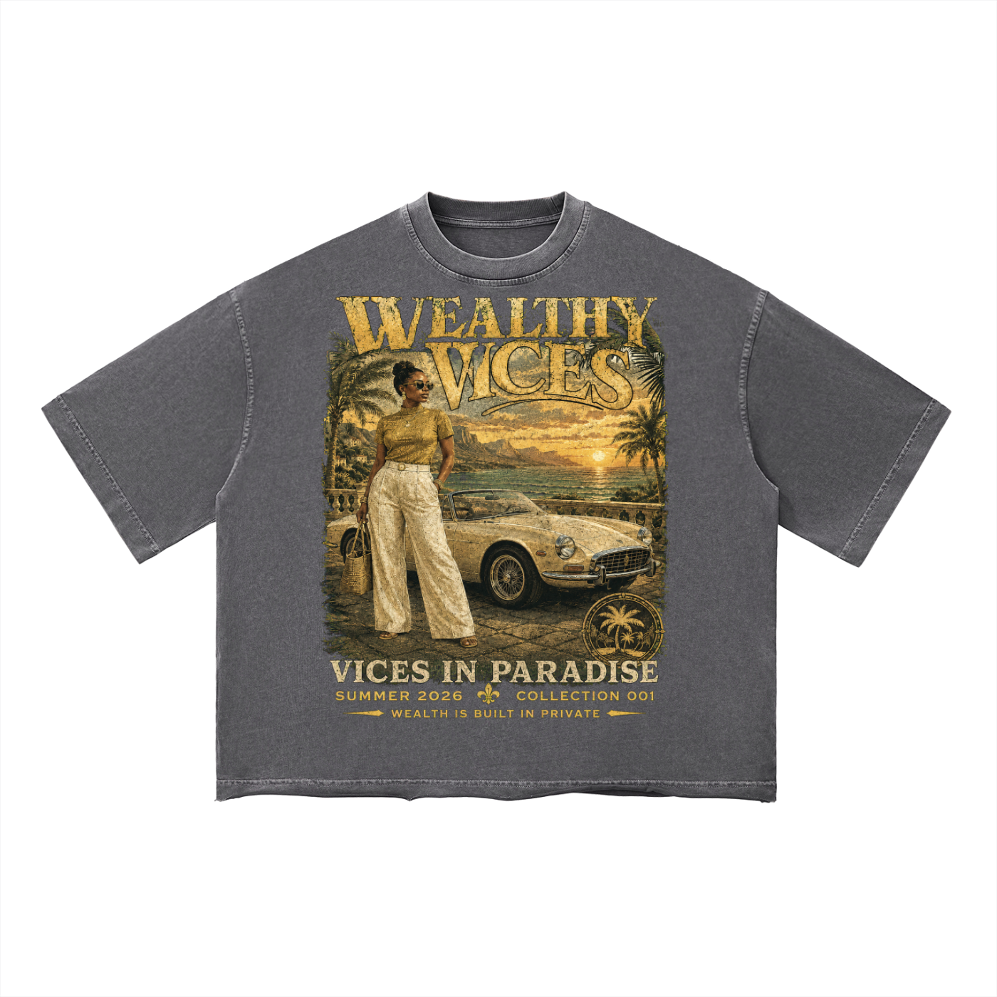 WEALTHY VICES "VICES IN PARADISE" VINTAGE WASH BOXY TEE