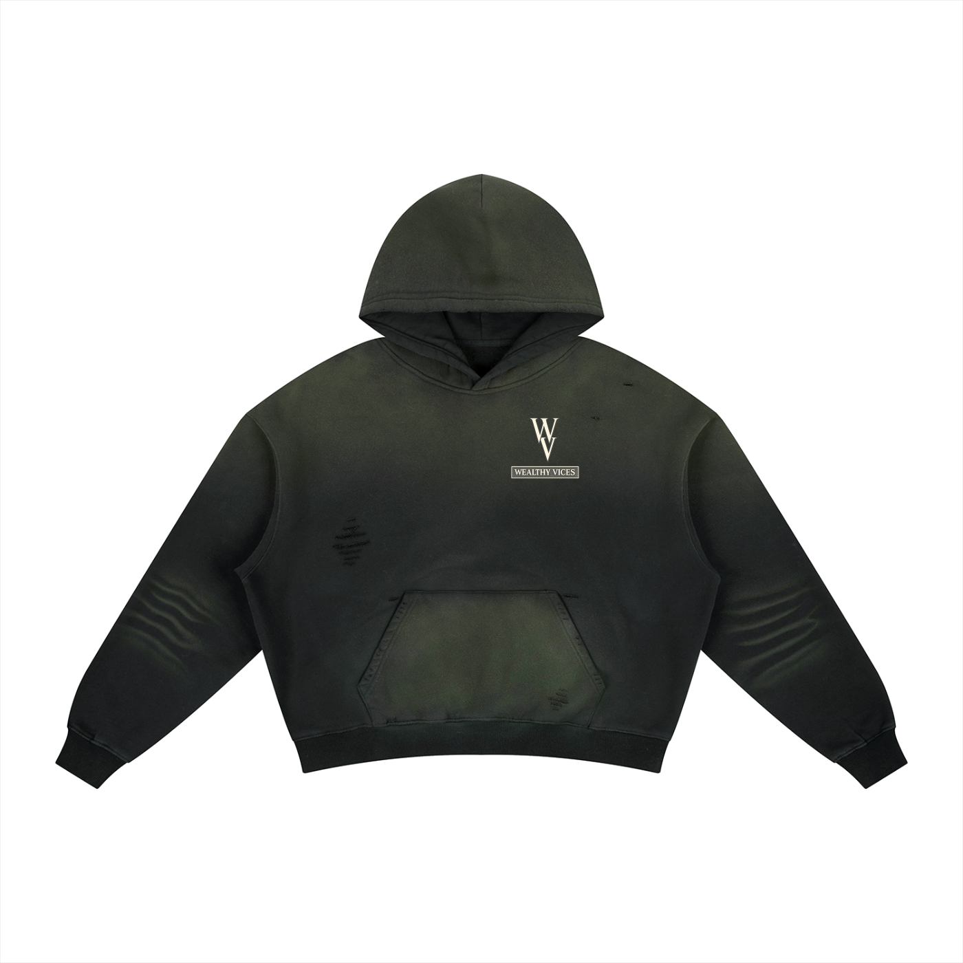 WEALTHY VICES FRAYED SUNFADE BOXY HEAVYWEIGHT HOODIE