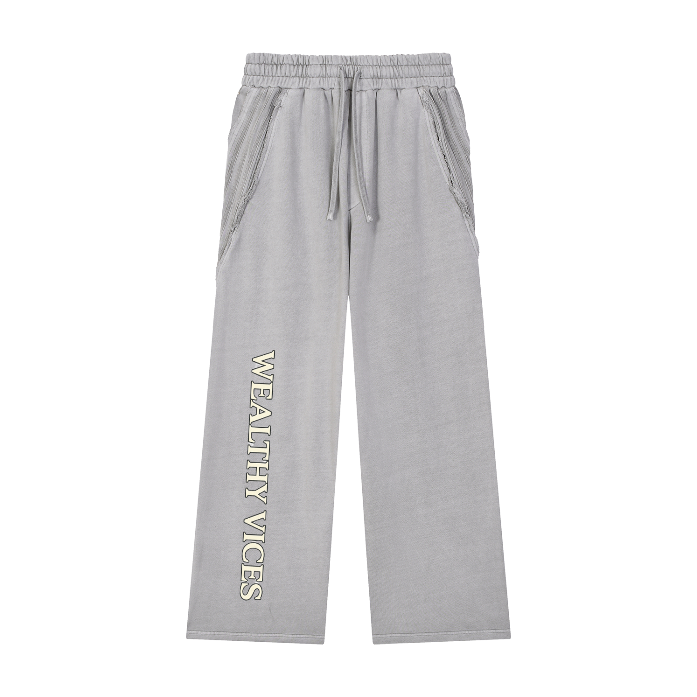 WEALTHY VICES SNOW WASHED TAPE RAW EDGE HEAVYWEIGHT SWEATPANTS